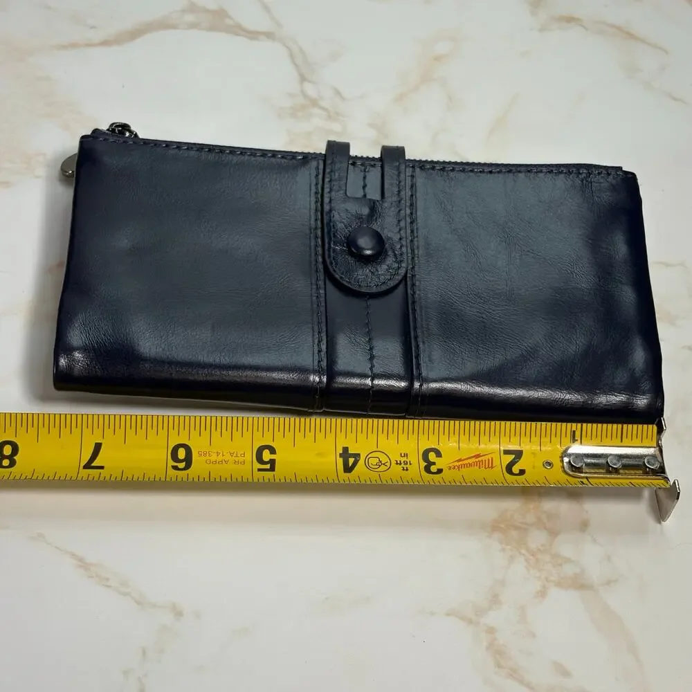 Roulens Blue Leather Wallet Snap Closure Zip‎ Pockets ID Card Holder 7
